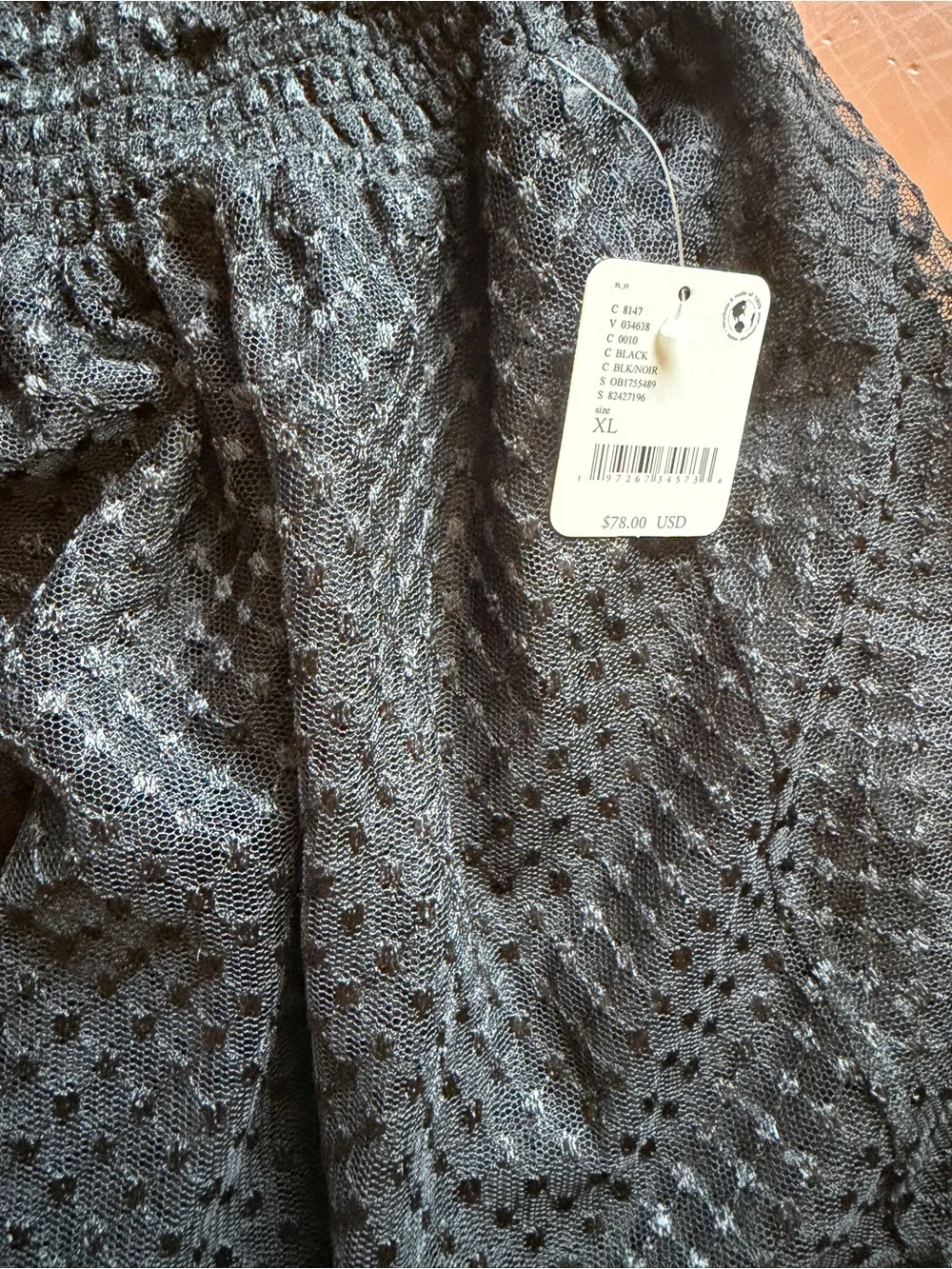 Free People Black Lace Handkerchief Skirt NWT Size XL
